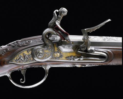 Fusil dit de  &quot;Louis XIV&quot; : fusil de chasse de 1715 fabriqué à Liège, Belgique